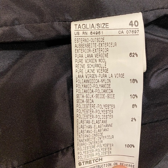 Benetton Wool Blazer Size XS 40 Gray Black Wool Silk Button Closure - Picture 10 of 13